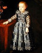Justus Sustermans Portrait of a Child Standing by a Tabl Spain oil painting artist